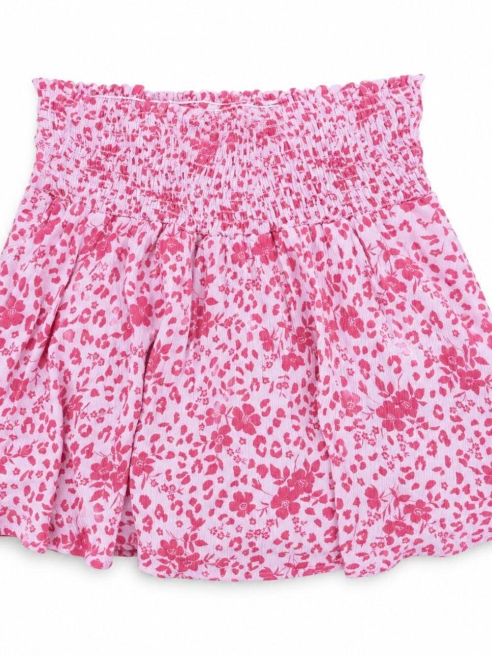 Karlie Pink Floral Leopard-Print Smocked-Waist Skort Medium EUC